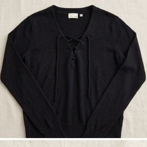 Wilfred Black Lace-Up V-NeckSweater